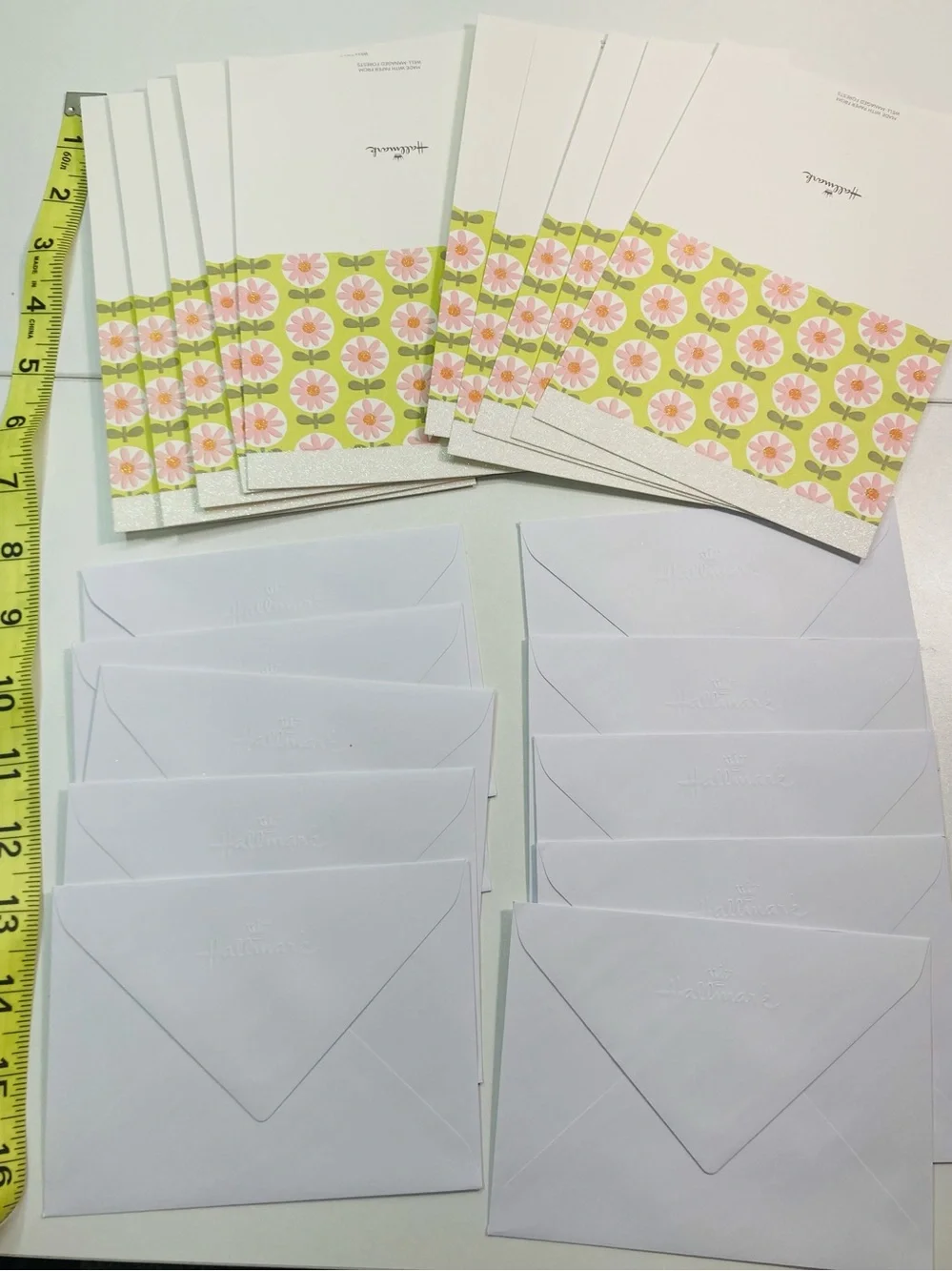 NEW 10 Hallmark Glitter Floral Cards with Envelopes 4” x 5.5”
